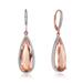Genevive Sterling Silver With Rhodium and 18K Rose Gold Plated Morganite Cubic Zirconia Drop Earrings - Grey