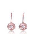 Genevive Genevive Sterling Silver Rose Gold Plated Cubic Zirconia Double Halo Earrings - Pink - 9.21 W X 22.7 L X 4.14 D