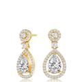 Genevive Genevive Sterling Silver Gold Plated Cubic Zirconia Tier Drop Earrings - Gold - 26MM
