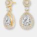 Genevive Genevive Sterling Silver Gold Plated Cubic Zirconia Tier Drop Earrings - Gold - 26MM