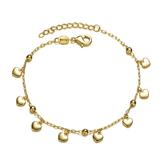 Rachel Glauber Kids' 14k Yellow Gold Plated Beaded Heart Charm Station Bracelet - Adjustable W/ Extension Chain - Gold - OS