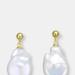 Genevive Genevive Sterling Silver Gold Plating Freshwater Pearl Dangling Earrings - Gold - 28MM