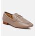 Rag & Co Liliana Taupe Classic Leather Penny Loafers - Brown - US 7