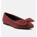 Rag & Co Chuckle Burgundy Big Bow Suede Ballerina Flats - Red - US 9