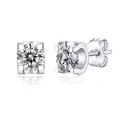 Stella Valentino Sterling Silver with 0.50ctw Lab Created Moissanite Solitaire Tulip Stud Earrings - White - 15