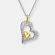 Genevive Sterling Silver Gold Plated Cubic Zirconia Double Heart Necklace - Grey - 18