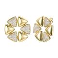 Rachel Glauber Large 14k Gold Plated With Diamond Cubic Zirconia Pave Modern Abstract Flower Stud Earrings - Gold