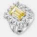 Genevive Sterling Silver Yellow Cubic Zirconia Halo Coctail Ring - Yellow - 6