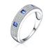 Genevive Genevive Sterling Silver Rhodium Plated Sapphire Cubic Zirconia Band Ring - Blue - 7