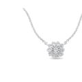 Haus of Brilliance .925 Sterling Silver 1/2 Cttw Diamond Miracle Set Flower Cluster Pendant Necklace with Cable Chain - White - OS