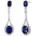 Peora Blue Sapphire Earrings Sterling Silver Oval Shape - Grey