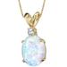 Peora 14 Karat Yellow Gold Oval Shape Created Opal Diamond Pendant - Gold