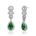 Genevive Cubic Zirconia Sterling Silver Yellow, red, green or Clear Cubic Zirconia Dangle Earrings - Green - 46.5MM