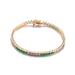 Genevive Sterling Silver With Colored Cubic Zirconia Tennis Bracelet - Green - 8 INCH