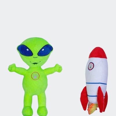 American Pet Supplies Out of this World Crinkle and Squeaky Plush Dog Toy Combo - Red