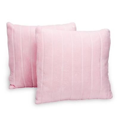Cheer Collection 18 x 18 Flannel Throw Pillow with Striped Design - Pink