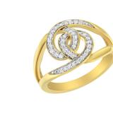 Haus of Brilliance 14K Yellow Gold Plated .925 Sterling Silver 1/4 Cttw Diamond Interlocking Loop Open Shank Bypass Ring - Yellow - 8