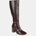 Journee Signature Women's Genuine Leather Tru Comfort Foam Wide Calf Tamori Boot - Brown - 6.5