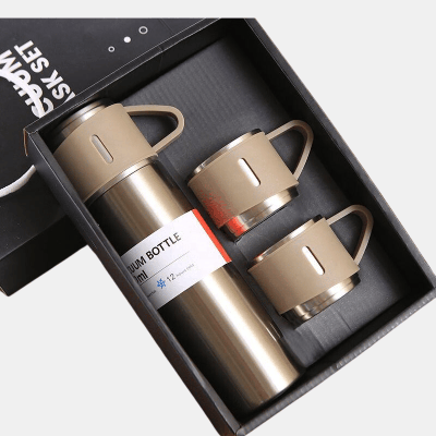 Vigor Vacuum Flask Thermos Cup Corporate Gift Set - Gold