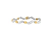 Haus of Brilliance Original Classics 10K Two-Tone Gold Baguette Cut Diamond Spiral Bracelet - Gold - 7