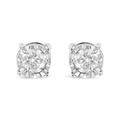 Haus of Brilliance .925 Sterling Silver 3/8 Cttw Miracle-Set Round Brilliant Cut Diamond Solitaire Stud Earrings - K-L Color, I2-I3 Clarity - White