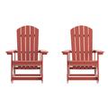 Merrick Lane Atlantic All-Weather Polyresin Adirondack Rocking Chair With Vertical Slats - Set Of 2 - Red