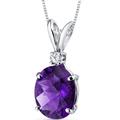 Peora Amethyst Pendant Necklace 14 Karat White Gold Oval - Grey