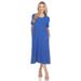 White Mark Women's Short Sleeve Midi Dress - Blue