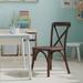 Merrick Lane Kid's Stackable Ash Wood Crossback Chair in a Mahogany Finish with Plastic Floor Glides - Brown