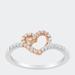 Haus of Brilliance 10K Rose Gold Plated .925 Sterling Silver 1/5 Cttw Diamond Two Tone Open Heart Promise or Fashion Ring - White - 7