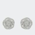 Haus of Brilliance 10k White Gold Rose-Cut Diamond Floral Cluster Earrings - White - OS