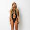 Vanity Couture Shante Cut Out Lace Up One Piece Swimsuit In Black - Black