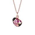 Rachel Glauber Rachel Glauber Children's 18k Rose Gold Plated with Ruby & Black Diamond Cubic Zirconia Ladybug Pendant Necklace - Pink