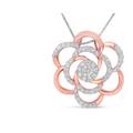 Haus of Brilliance 10K Rose Gold Plated Flower Accent Pendant Necklace with 1/2 cttw Round Cut Diamond - Pink - 18