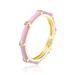 Rachel Glauber Rachel Glauber 14k Gold Plated with Diamond Cubic Zirconia Pink Enamel Bamboo Kids/Young Adult Stacking Ring - Pink - 8