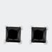 Haus of Brilliance .925 Sterling Silver 1 1/2 Cttw Princess-Cut Square Black Diamond Classic 4-Prong Stud Earrings With Screw Backs - White - OS