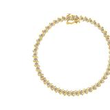 Haus of Brilliance 2 Micron 10K Yellow Gold Plated Sterling Silver 2.0 Cttw Diamond 7" S-Link Bracelet - Gold - 7