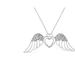 Haus of Brilliance .925 Sterling Silver Pave-Set Diamond Accent Angel Wing 18" Double Heart Pendant Necklace - White - 18