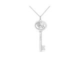 Haus of Brilliance .925 Sterling Silver Diamond Accent Zodiac Key 18" Pendant Necklace - White - LEO