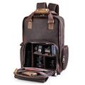 Steel Horse Leather The Gaetano Large Leather Backpack Camera Bag With Tripod Holder - Brown