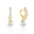 Arvino Beaded Pearl Huggies - Gold Vermeil - Gold