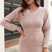 Anna-Kaci Cinched Waist Sweater Dress - Pink - S