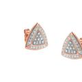 Haus of Brilliance 14k Rose Gold Over .925 Sterling Silver Diamond-accented Trillion Shaped 4-stone Halo-style Stud Earrings - Pink - OS