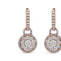 Haus of Brilliance 18K Rose Gold 1 1/2 Cttw Round Shaped Diamond Composite Drop and Dangle Leverback Earrings - Pink - OS