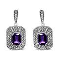 Haus of Brilliance .925 Sterling Silver Diamond Accent And 7x5mm Purple Amethyst Stud Earrings - I-J Color, I2-I3 Clarity - Grey