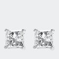 Haus of Brilliance Certified 1/4 Cttw Princess-Cut Square Diamond 4-Prong Solitaire Stud Earrings in 14K White Gold - White