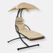 Sunnydaze Decor Sunnydaze Hammock Chair Floating Chaise Lounger & Canopy - White - 1 PACK