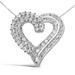 Haus of Brilliance .925 Sterling Silver 1.0 Cttw Prong & Channel-Set Diamond Open Work Ribbon Heart Pendant 18" Necklace - I-J Color, I3 Clarity - White