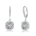 Genevive Sterling Silver With Clear Round And Radiant Cubic Zirconia Drop Earrings - White