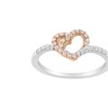 Haus of Brilliance 10K Rose Gold Over .925 Sterling Silver 1/5 Cttw Diamond Two Tone Open Heart Promise Or Fashion Ring - White - 8